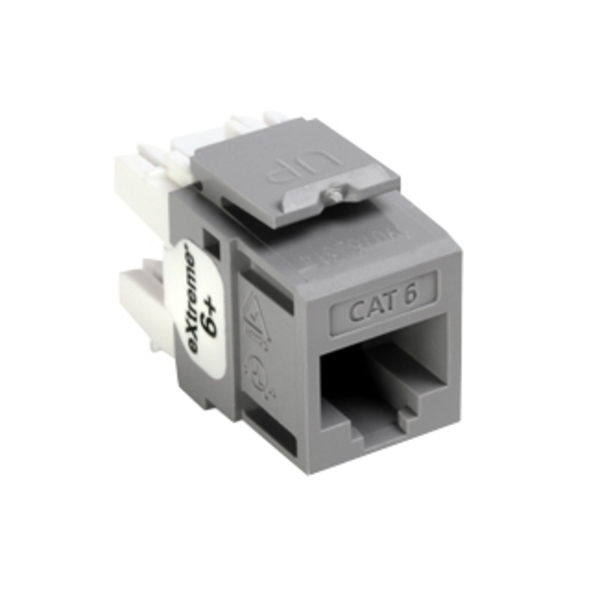 Leviton 1-Port Mod Jack 110 8W8P Utp, T568A/B Cat6 Quickport, Extreme 6+ Gray 61110-RG6